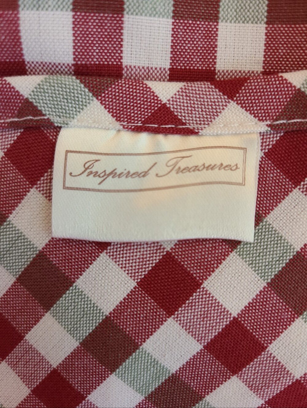 Inspired Treasures Cardinal Gingham Bib Apron Holiday Retro Red Green Plaid - Picture 3 of 8